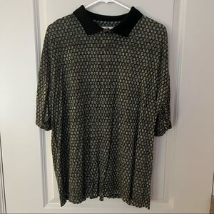 Mens vintage short sleeve printed golf polo shirt | size Large